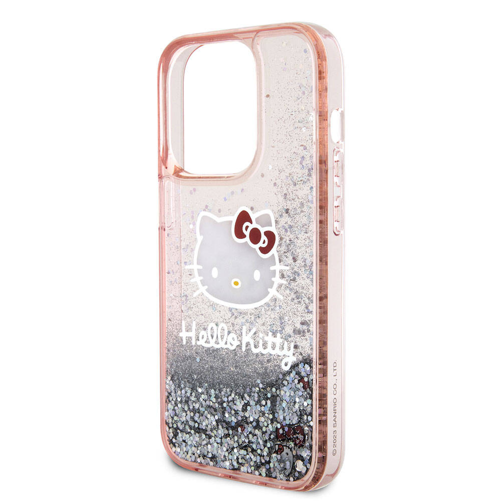Hello Kitty iPhone 15 Pro Orjinal Lisanslı İkonik Sıvılı Glitter Telefon Kılıfı