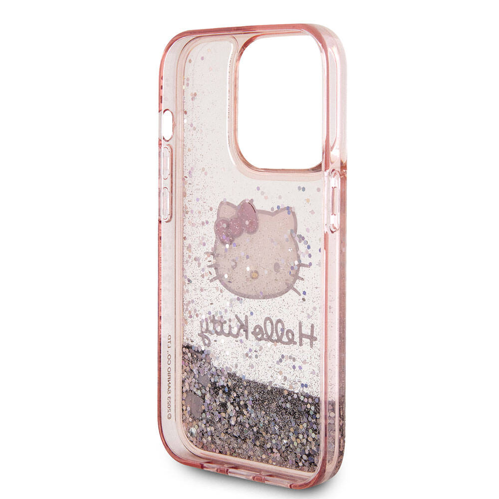 Hello Kitty iPhone 15 Pro Orjinal Lisanslı İkonik Sıvılı Glitter Telefon Kılıfı