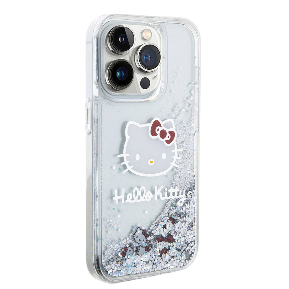 Hello Kitty iPhone 15 Pro Orjinal Lisanslı İkonik Sıvılı Glitter Telefon Kılıfı