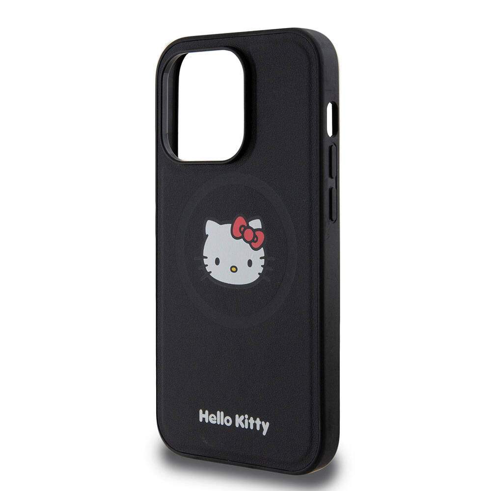 Hello Kitty iPhone 15 Pro Orjinal Lisanslı M-safe Şarj Özellikli Kitty Head Deri Kılıf