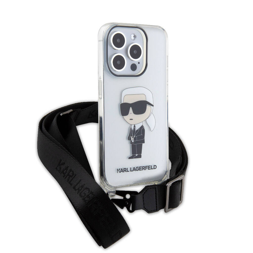Karl Lagerfeld iPhone 15 Pro Orjinal Lisanslı Boyun Askılı Karl İkonik Crossbody Telefon Kılıfı - 3