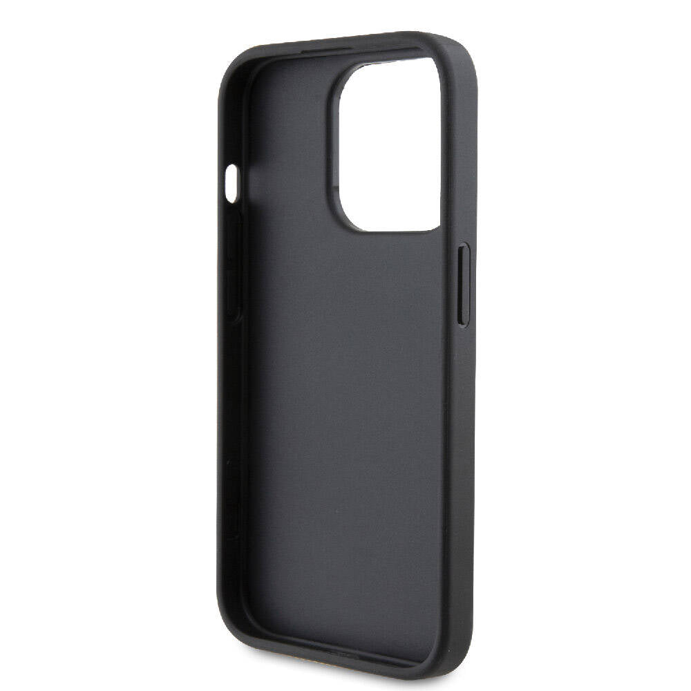 Karl Lagerfeld iPhone 15 Pro Orjinal Lisanslı Metal Logo Kartlıklı Saffiano Telefon Kılıfı - 6
