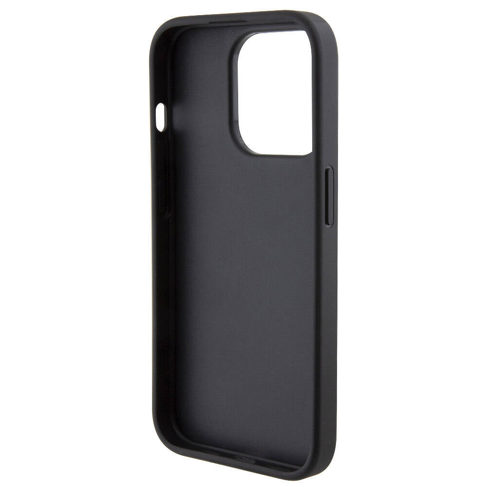 Karl Lagerfeld iPhone 15 Pro Orjinal Lisanslı Metal Yazı Logolu Dikişli Logo Arka Yüzey Kapitone Telefon Kılıfı - 3