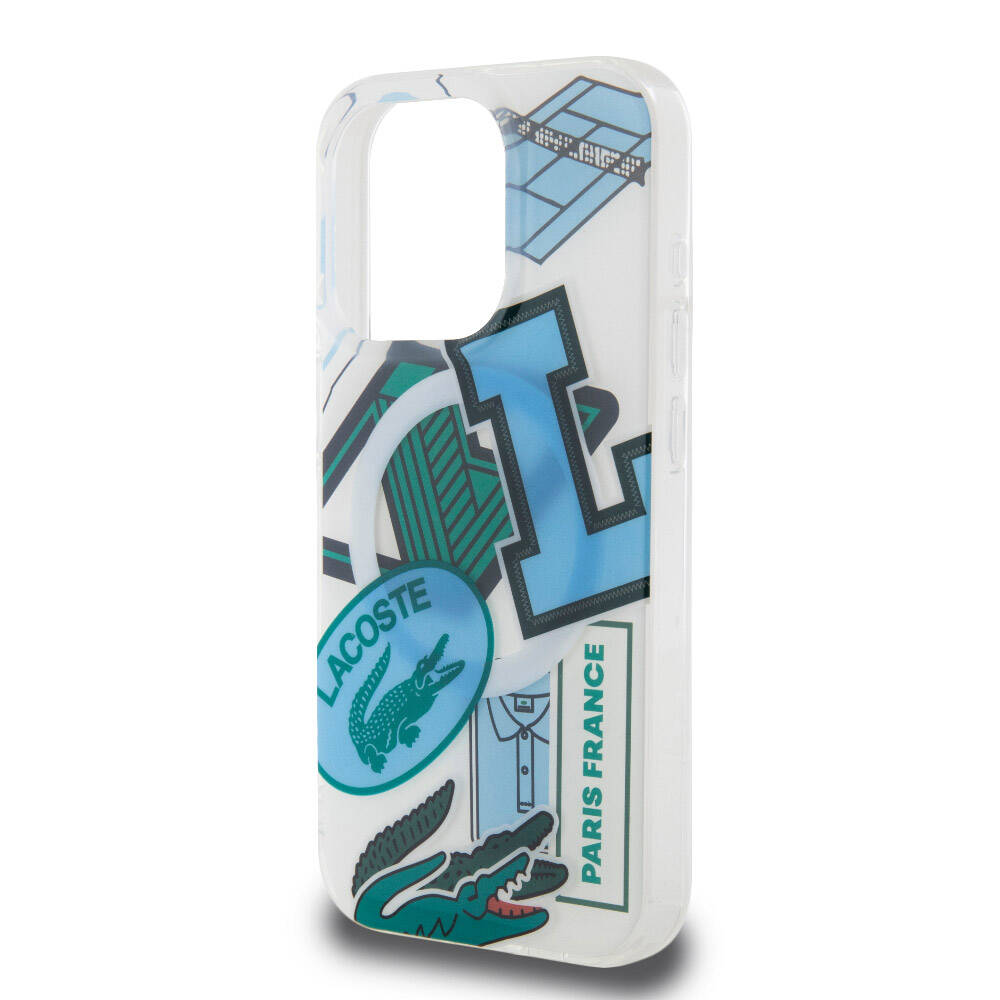 Lacoste iPhone 15 Pro Orjinal Lisanslı Magsafe Şarj Özellikli Çift Katmanlı Yamalar Desenli Telefon Kılıfı - 6