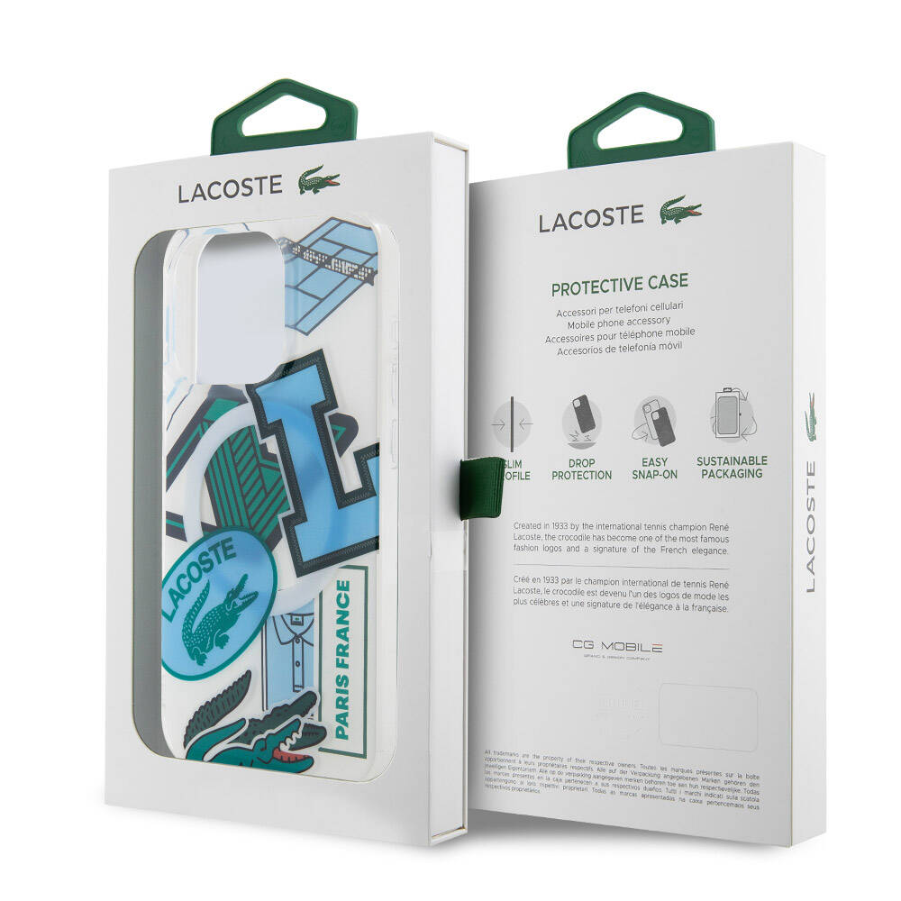 Lacoste iPhone 15 Pro Orjinal Lisanslı Magsafe Şarj Özellikli Çift Katmanlı Yamalar Desenli Telefon Kılıfı - 8