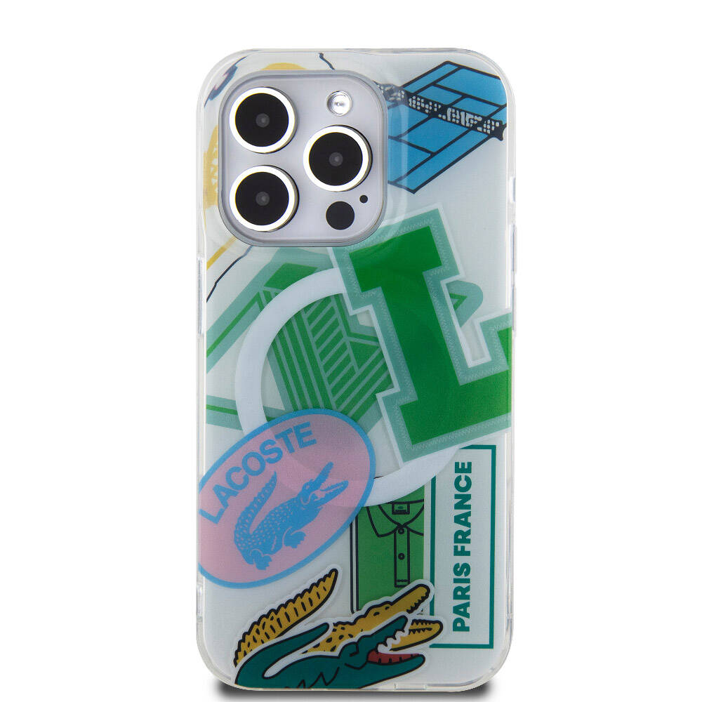 Lacoste iPhone 15 Pro Orjinal Lisanslı Magsafe Şarj Özellikli Çift Katmanlı Yamalar Desenli Telefon Kılıfı - 10