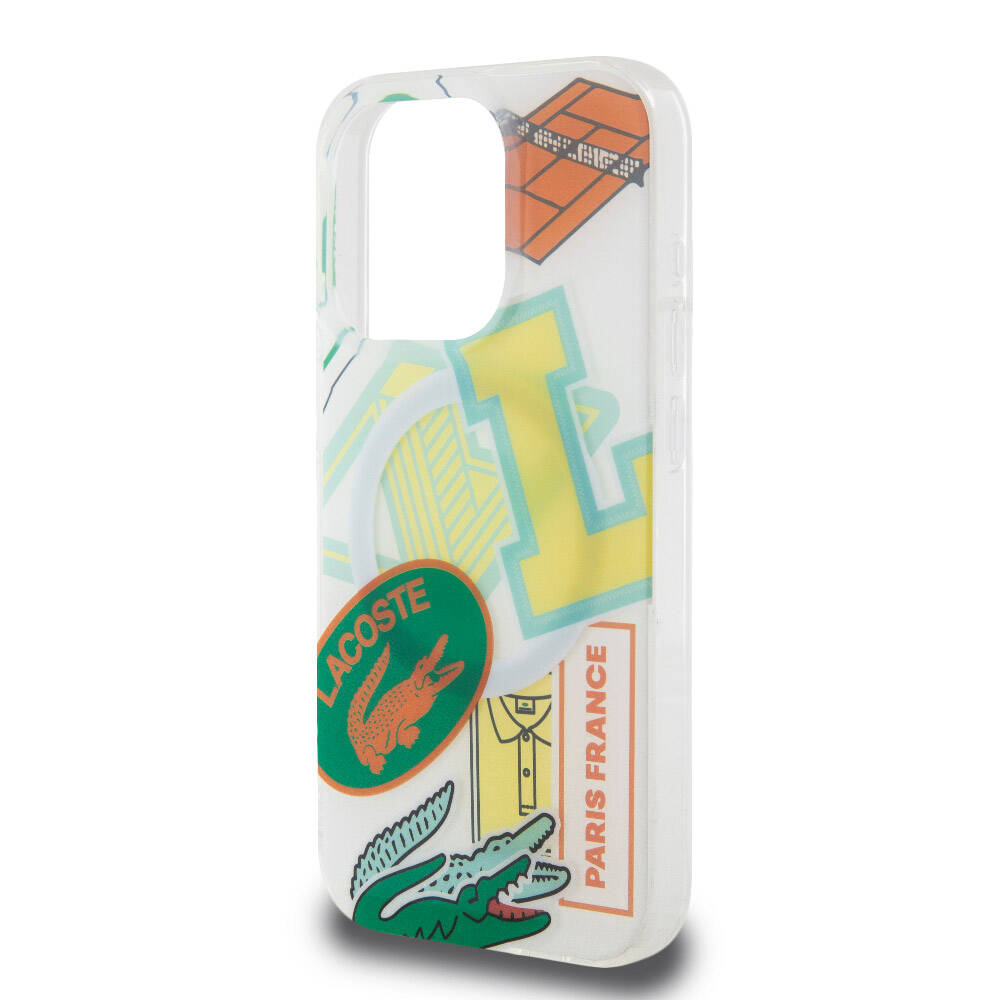 Lacoste iPhone 15 Pro Orjinal Lisanslı Magsafe Şarj Özellikli Çift Katmanlı Yamalar Desenli Telefon Kılıfı - 27
