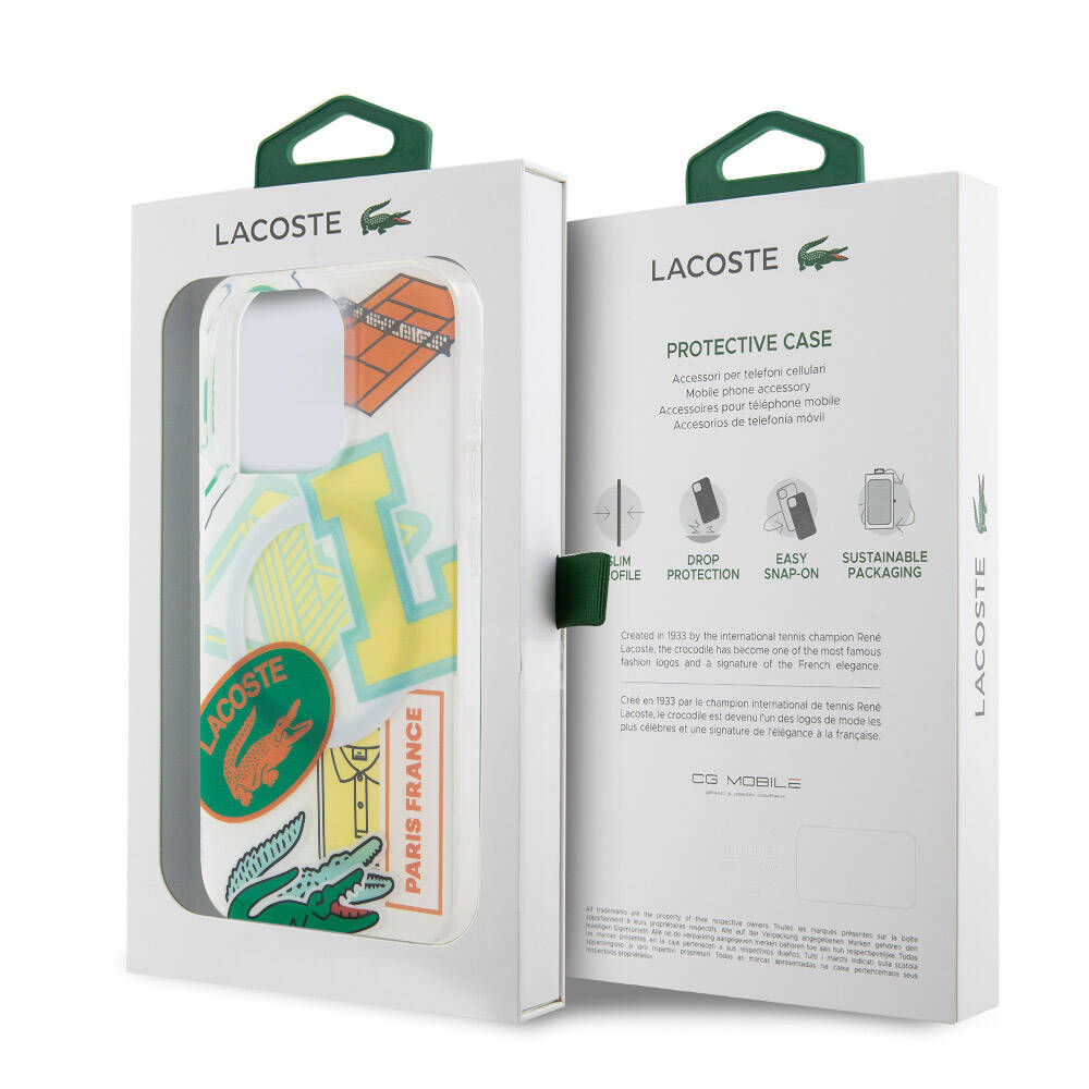 Lacoste iPhone 15 Pro Orjinal Lisanslı Magsafe Şarj Özellikli Çift Katmanlı Yamalar Desenli Telefon Kılıfı - 29