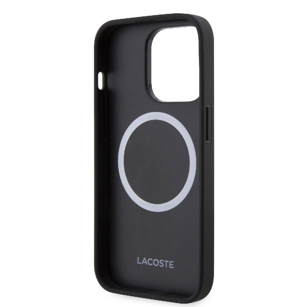Lacoste iPhone 15 Pro Orjinal Lisanslı Magsafe Şarj Özellikli PU Deri Görünümlü Karışık Monogram Desenli Telefon Kılılfı - 3