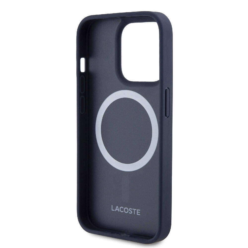 Lacoste iPhone 15 Pro Orjinal Lisanslı Magsafe Şarj Özellikli PU Deri Görünümlü Karışık Monogram Desenli Telefon Kılılfı - 19