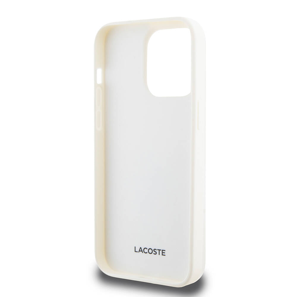 Lacoste iPhone 15 Pro Orjinal Lisanslı Magsafe Şarj Özellikli PU Deri Görünümlü Kartlıklı Karışık Monogram Desenli Telefon Kılıfı - 14