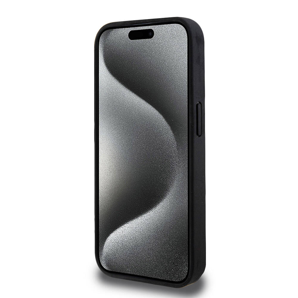 Lacoste iPhone 15 Pro Orjinal Lisanslı Magsafe Şarj Özellikli PU Deri Görünümlü Kartlıklı Karışık Monogram Desenli Telefon Kılıfı - 5