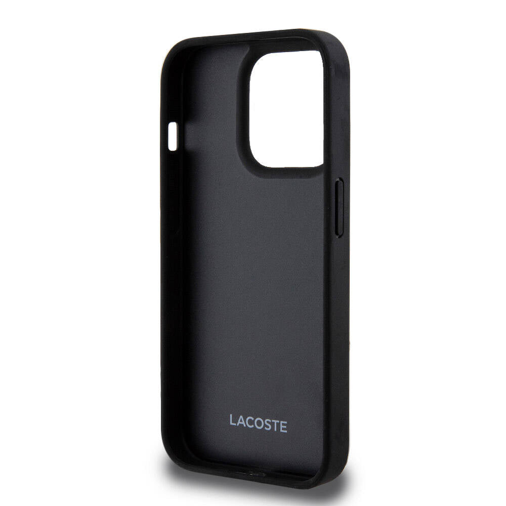 Lacoste iPhone 15 Pro Orjinal Lisanslı Magsafe Şarj Özellikli PU Deri Görünümlü Kartlıklı Karışık Monogram Desenli Telefon Kılıfı - 7