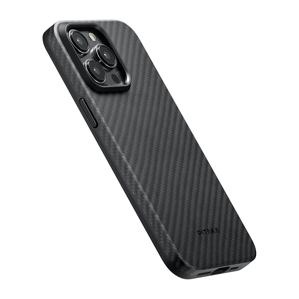 Pitaka Military-Grade Classic Serisi iPhone 15 Pro Kılıf Magsafe 1500D Aramid Fiber Black-Grey Twill Kılıf