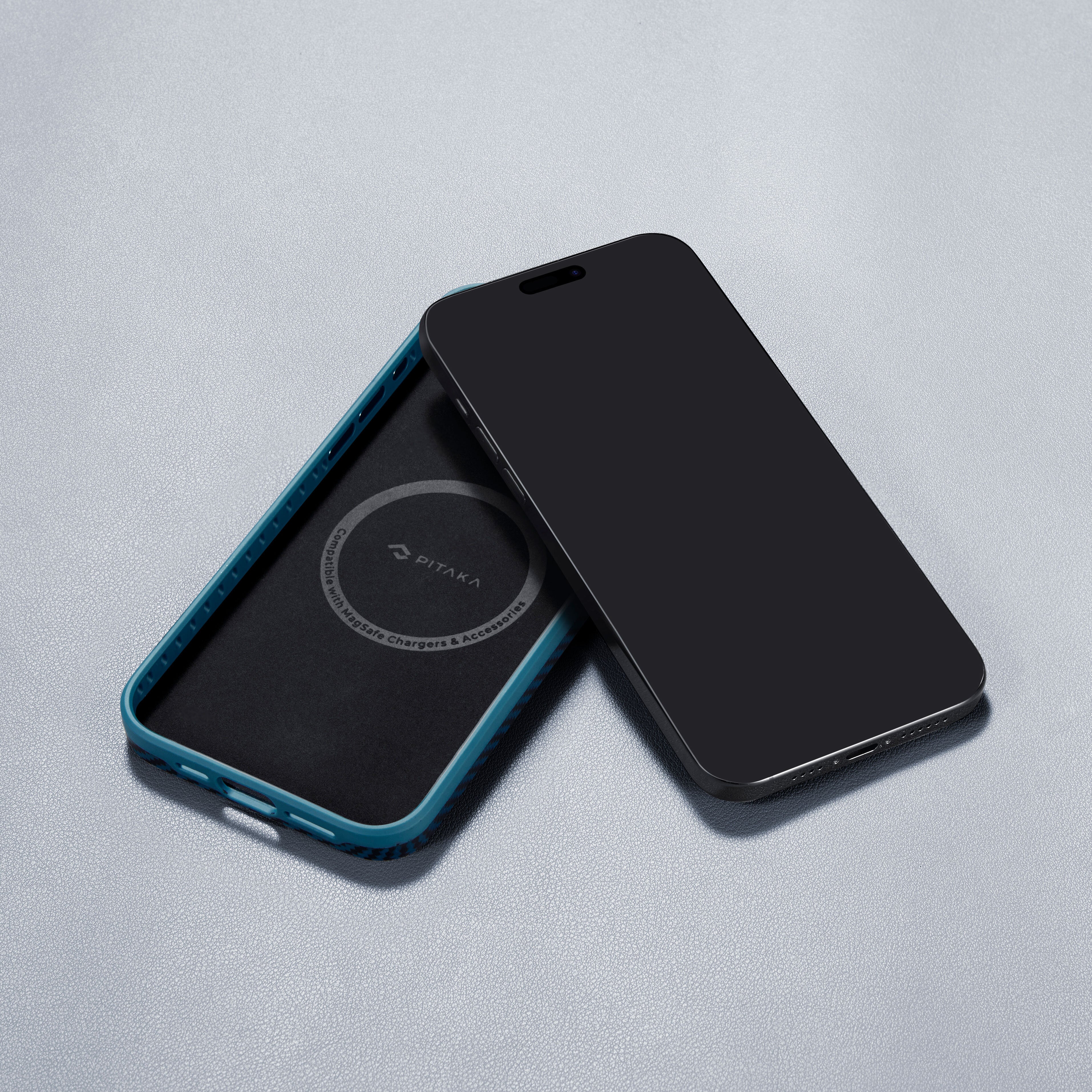 Pitaka Military-Grade Classic Serisi iPhone 15 Pro Kılıf Magsafe 1500D Aramid Fiber Black-Grey Twill Kılıf