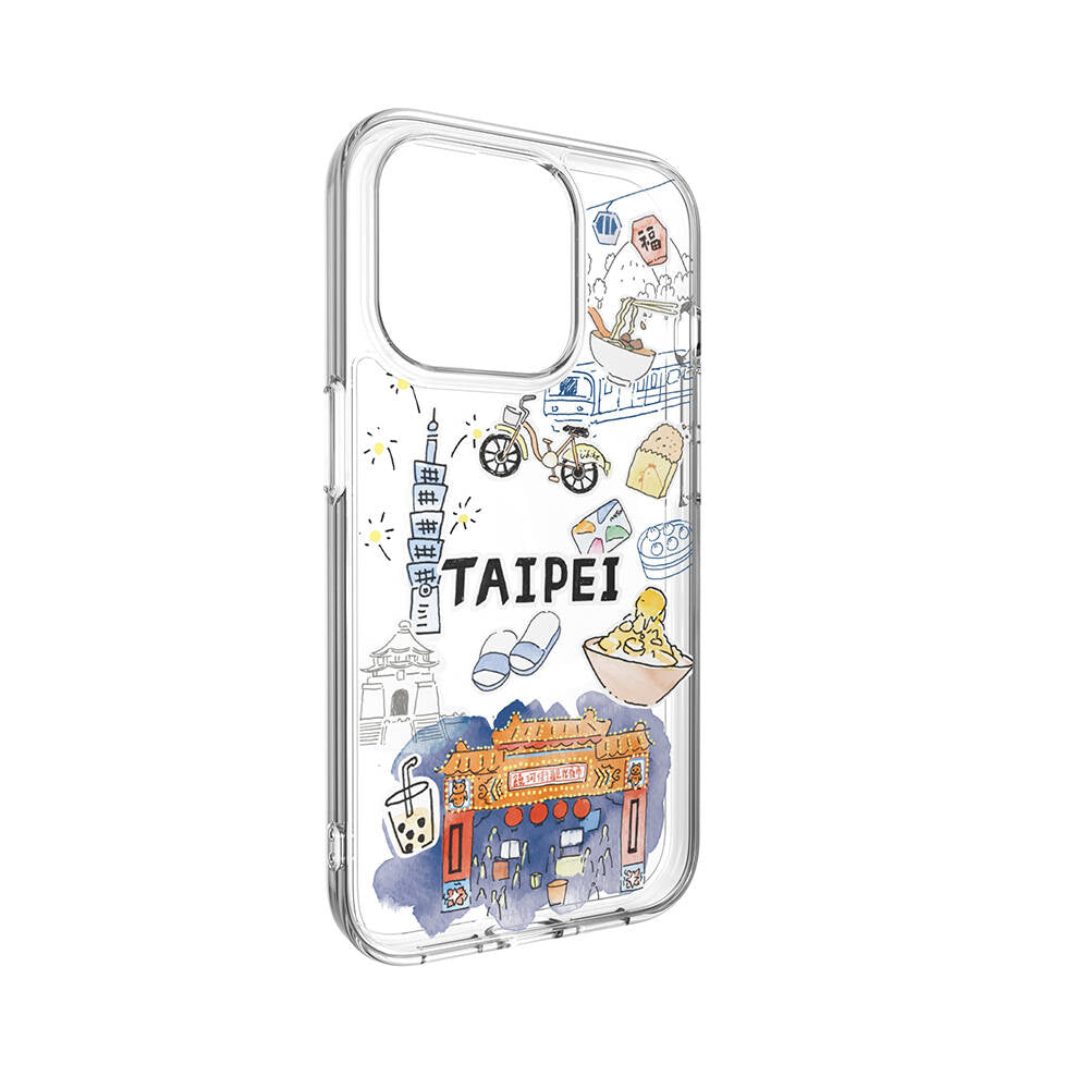 Switcheasy City-M Taipei iPhone 15 Pro M-safe Şarj Özellikli Çizim Desenli Şok Önleyicili Şeffaf Lisanslı Kılıf