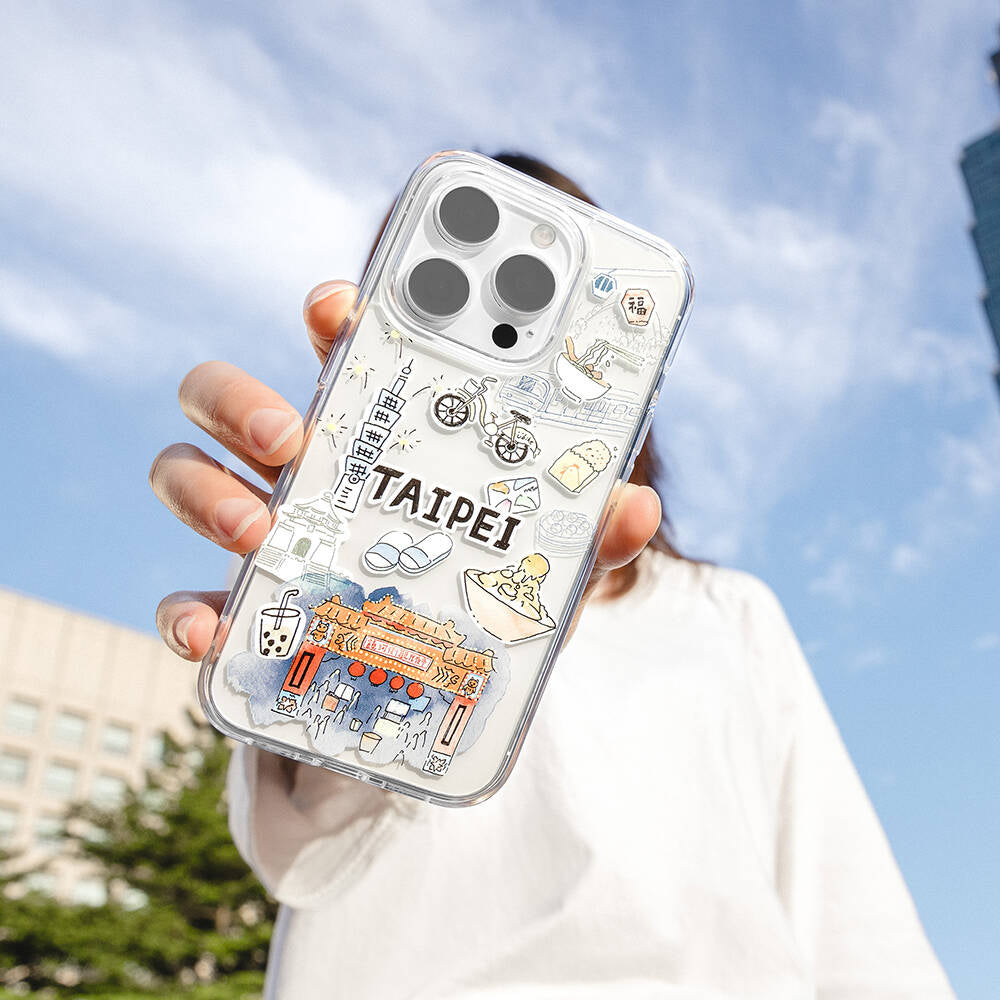 Switcheasy City-M Taipei iPhone 15 Pro M-safe Şarj Özellikli Çizim Desenli Şok Önleyicili Şeffaf Lisanslı Kılıf