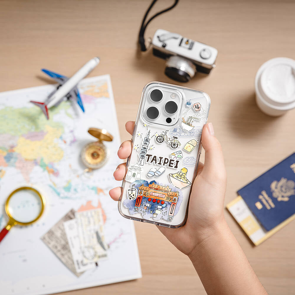 Switcheasy City-M Taipei iPhone 15 Pro M-safe Şarj Özellikli Çizim Desenli Şok Önleyicili Şeffaf Lisanslı Kılıf
