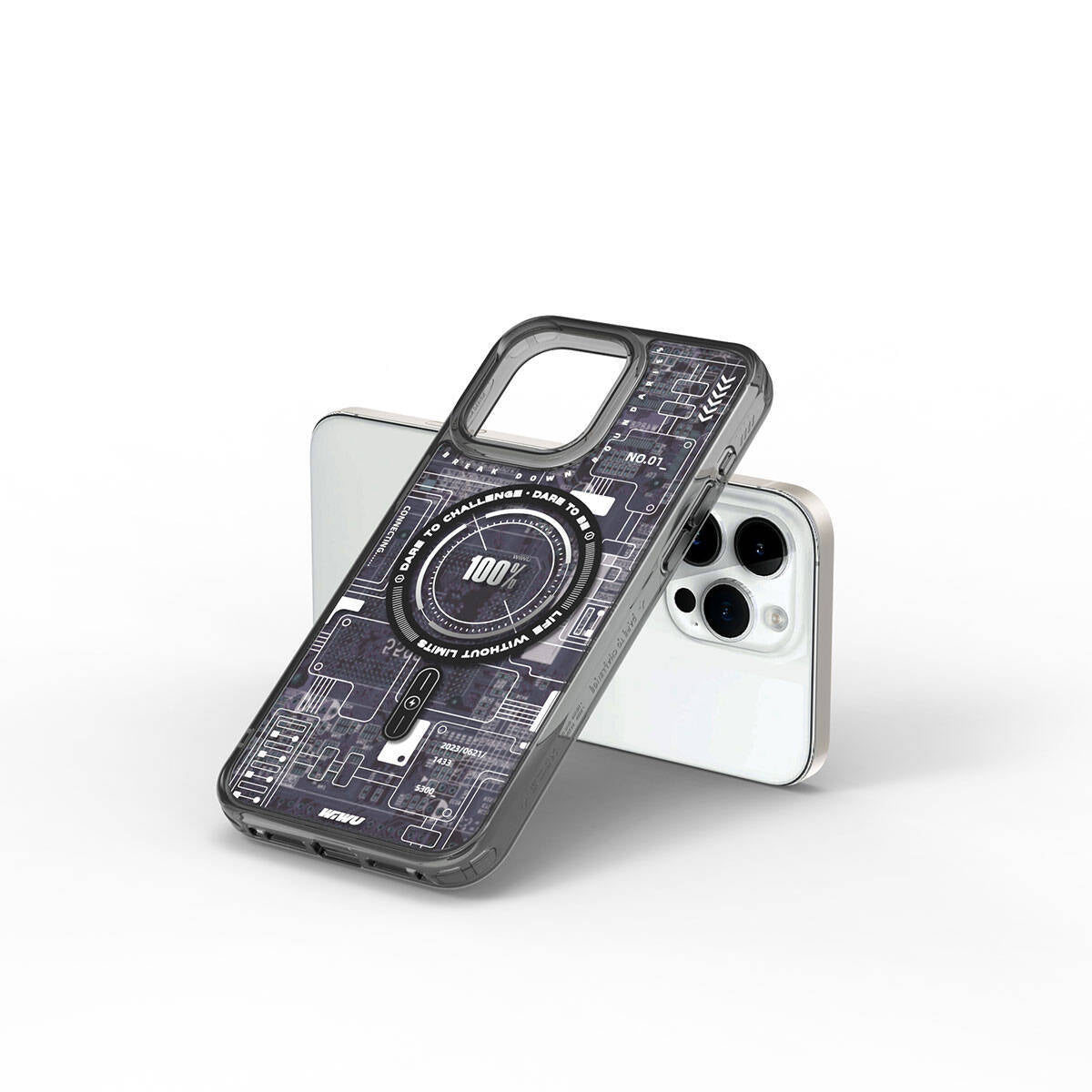 Wiwu Mecha Circuit H Serisi iPhone 15 Pro M-safe Şarj Özellikli Desenli Kılıf