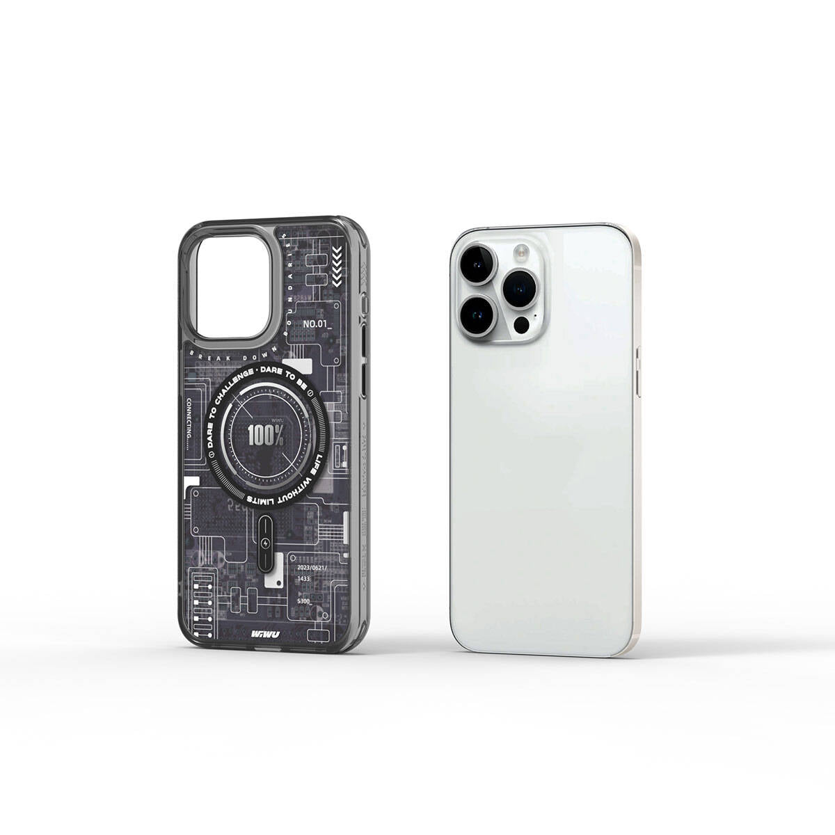 Wiwu Mecha Circuit H Serisi iPhone 15 Pro M-safe Şarj Özellikli Desenli Kılıf