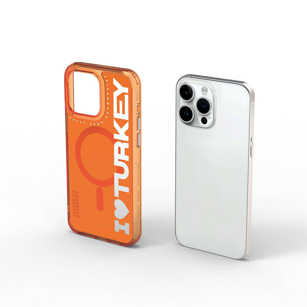 Wiwu Turkey E Serisi iPhone 15 Pro M-safe Şarj Özellikli I Love Turkey Yazı Desenli Telefon Kılıfı