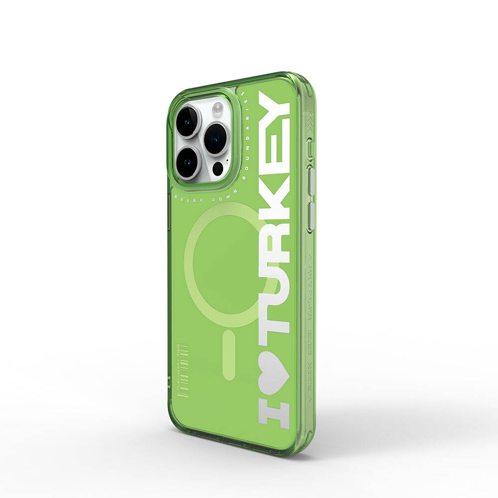 Wiwu Turkey E Serisi iPhone 15 Pro M-safe Şarj Özellikli I Love Turkey Yazı Desenli Telefon Kılıfı