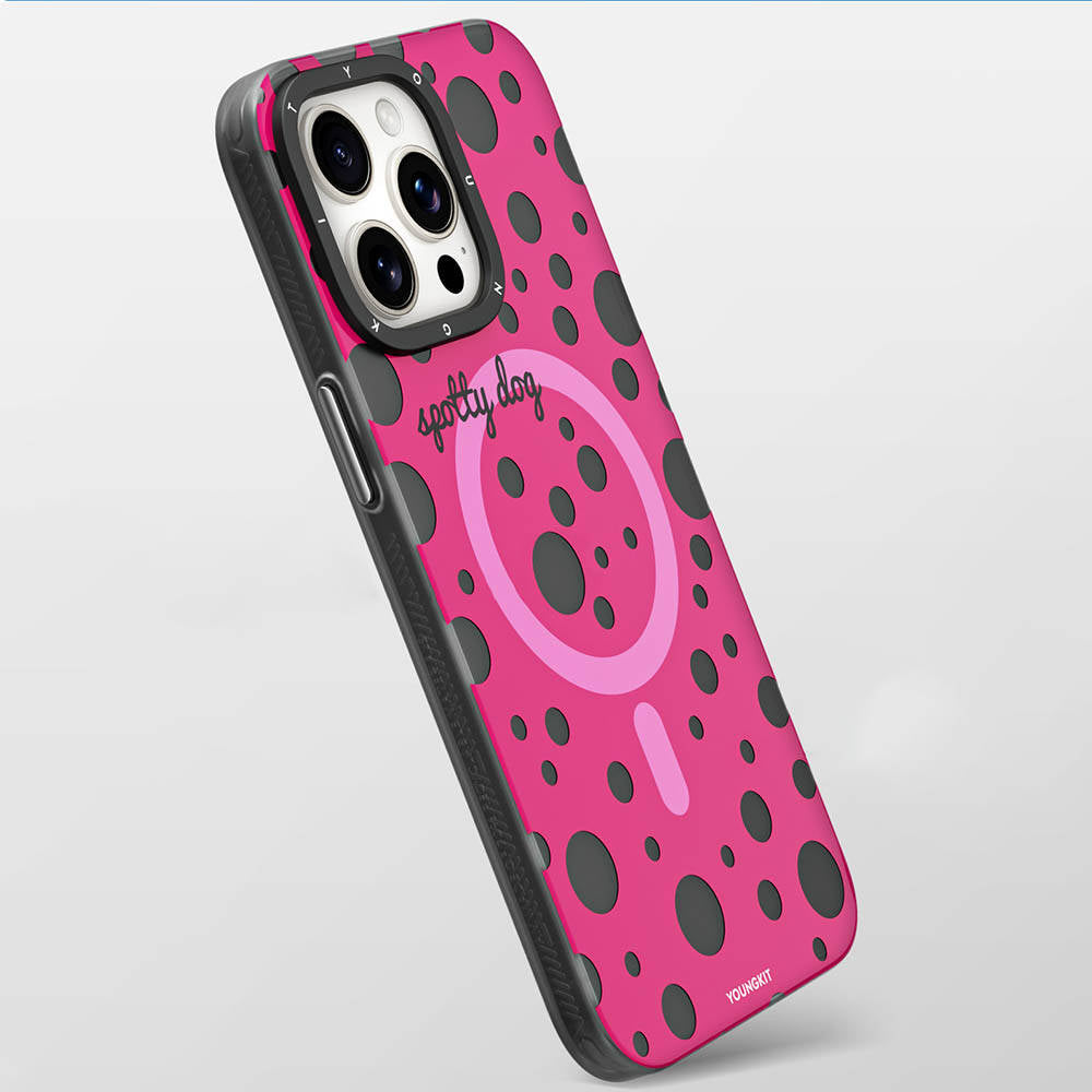 Youngkit Spots Serisi iPhone 15 Pro Magsafe Şarj Özellikli Polka Dot Desenli Telefon Kılıfı - 10