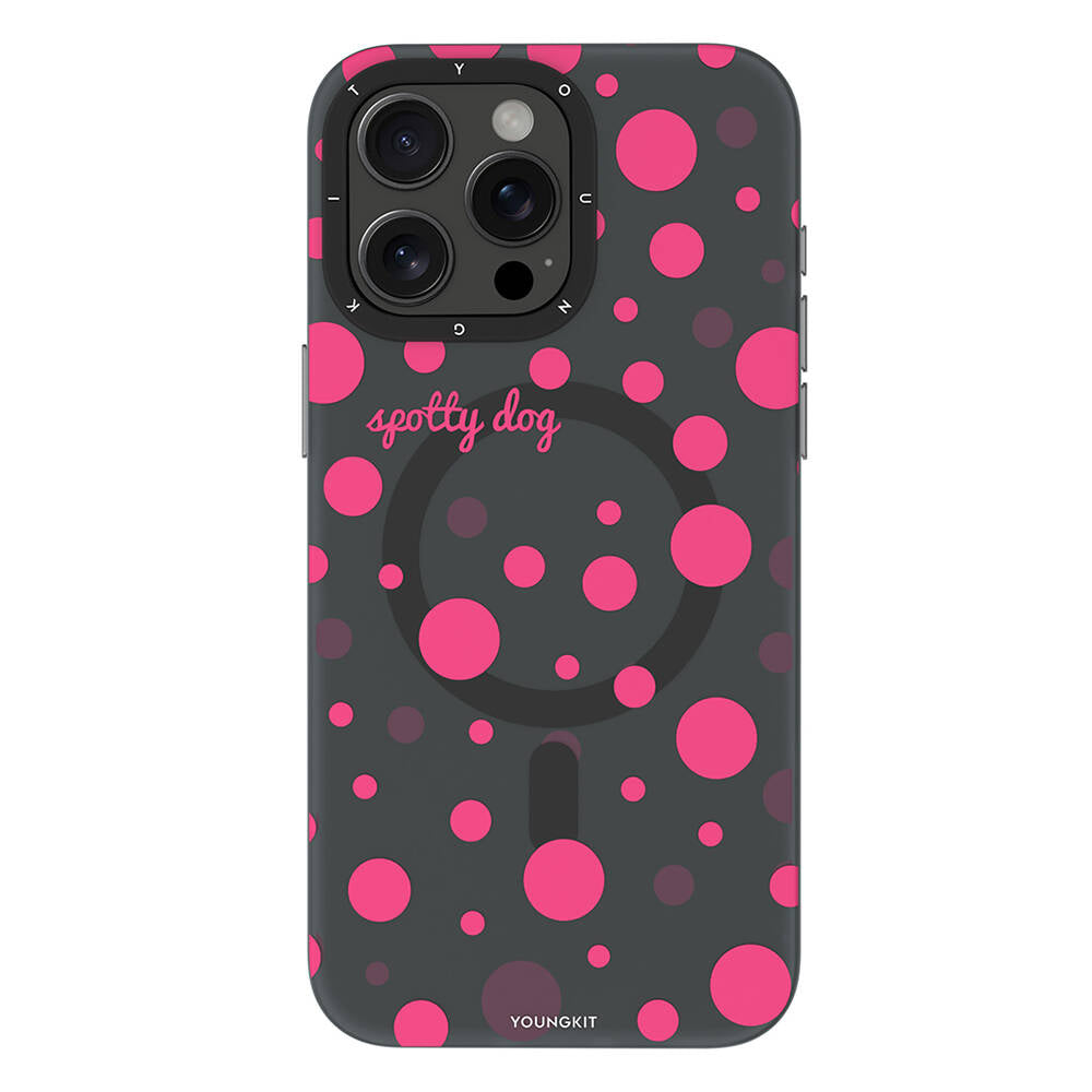 Youngkit Spots Serisi iPhone 15 Pro Magsafe Şarj Özellikli Polka Dot Desenli Telefon Kılıfı - 5
