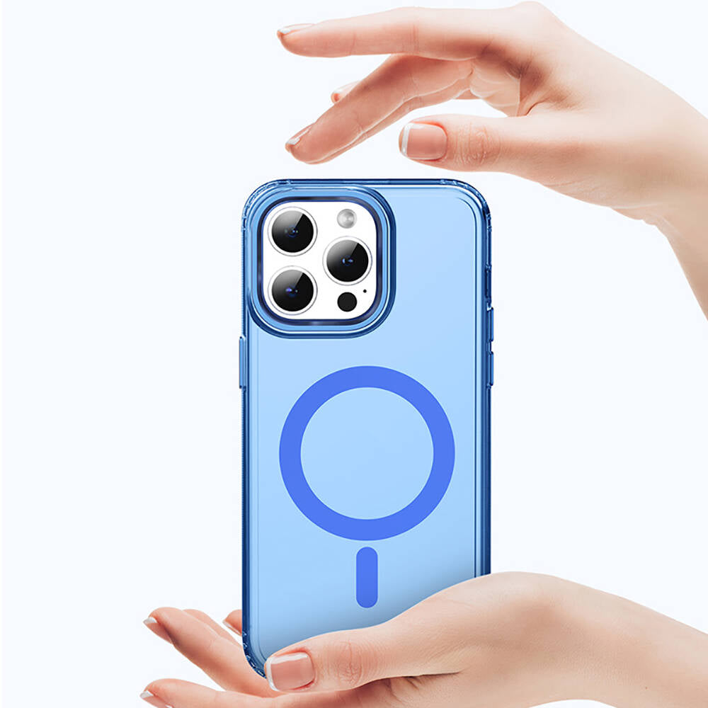 Recci Crystal Color Serisi iPhone 15 Pro M-safe Şarj Özellikli Saydam Arka Yüzey Kılıf
