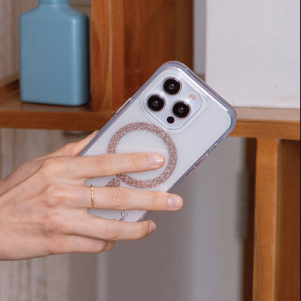 Coehl Glace iPhone 15 Pro M-safe Şarj Özellikli Simli Magnetik Telefon Kılıfı