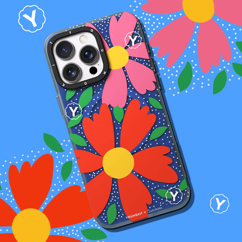 Youngkit Colorful Serisi iPhone 15 Pro M-safe Şarj Özellikli Sunshine Tasarımlı Kılıf