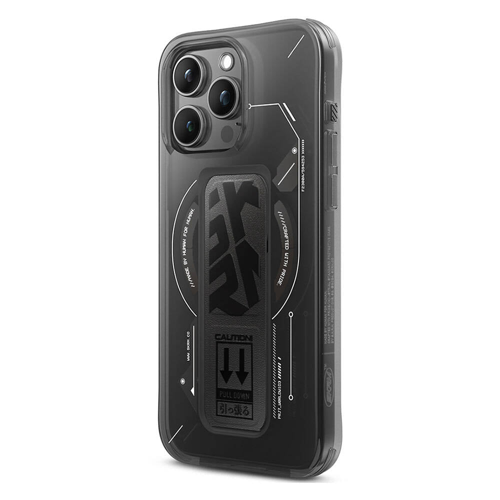 Skinarma Helio iPhone 15 Pro M-safe Şarj Özellikli Teknoloji Desenli Standlı Kılıf