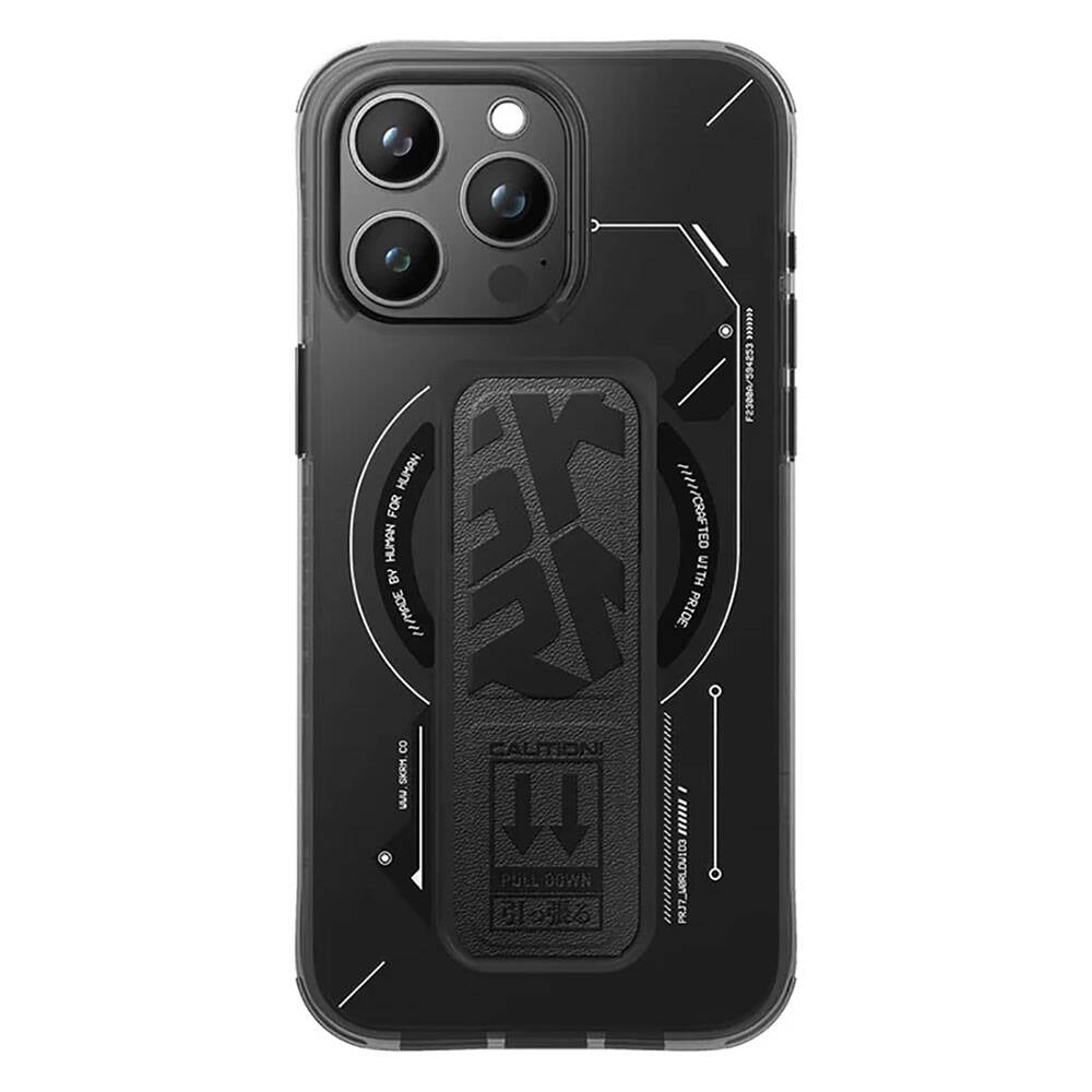 Skinarma Helio iPhone 15 Pro M-safe Şarj Özellikli Teknoloji Desenli Standlı Kılıf