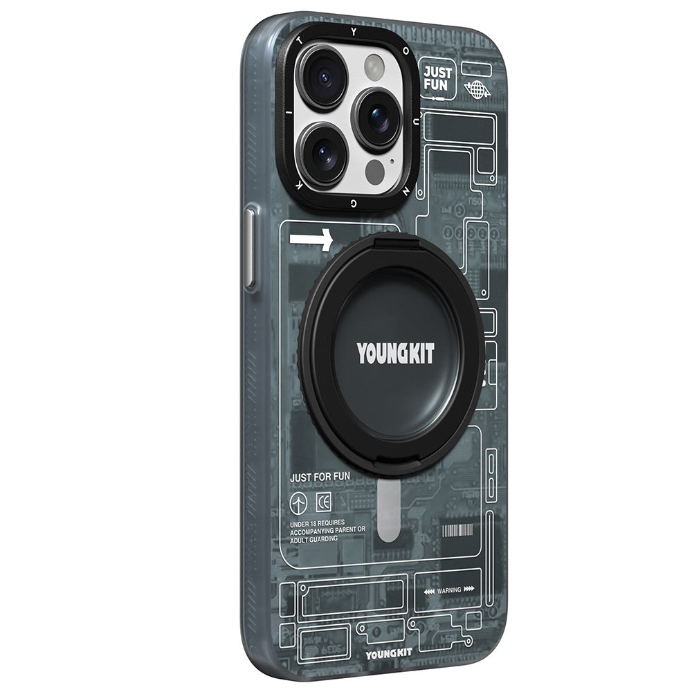 Youngkit 360° Standlı Technology Serisi iPhone 15 Pro M-safe Şarj Özellikli Kılıf