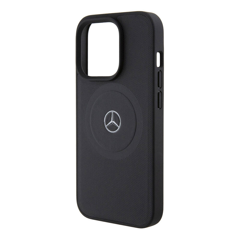 Mercedes Benz iPhone 15 Pro Orjinal Lisanslı M-safe Şarj Özellikli Pike Desenli Baskı Logolu Deri Kılıf