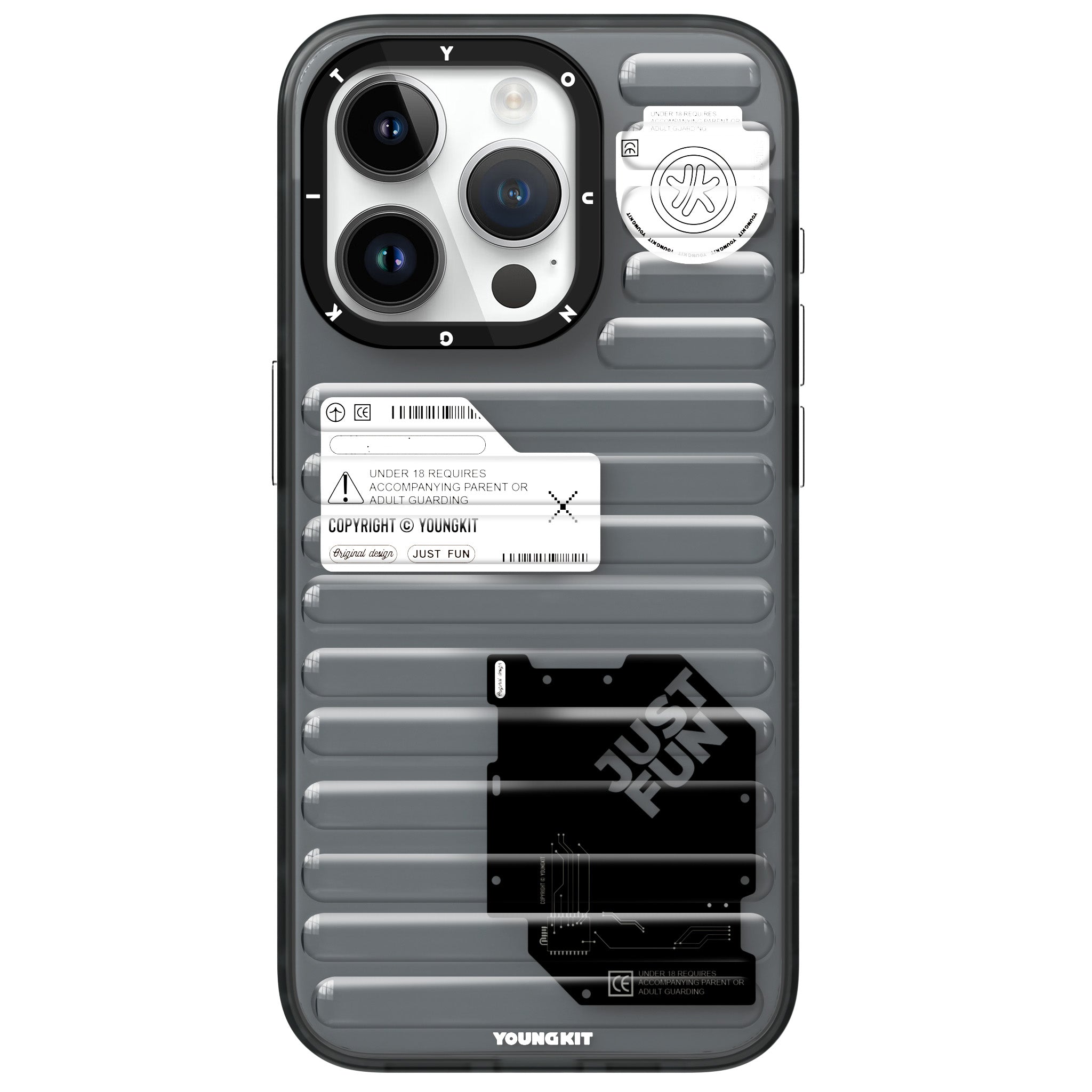 YoungKit Fluorite Serisi iPhone 15 Pro Şeffaf Renkli Tasarım Telefon Kılıfı - 12