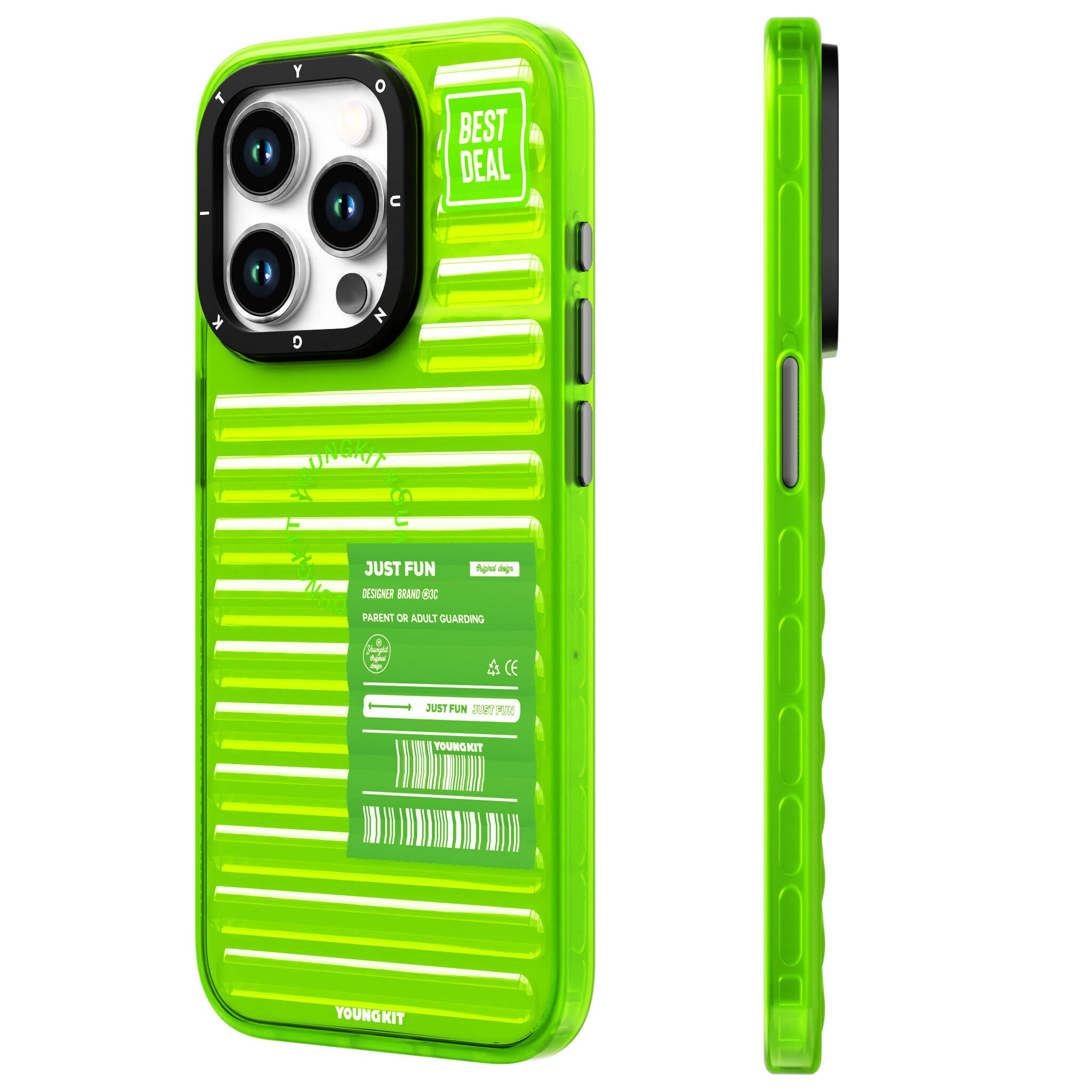 YoungKit Fluorite Serisi iPhone 15 Pro Şeffaf Renkli Tasarım Telefon Kılıfı - 13