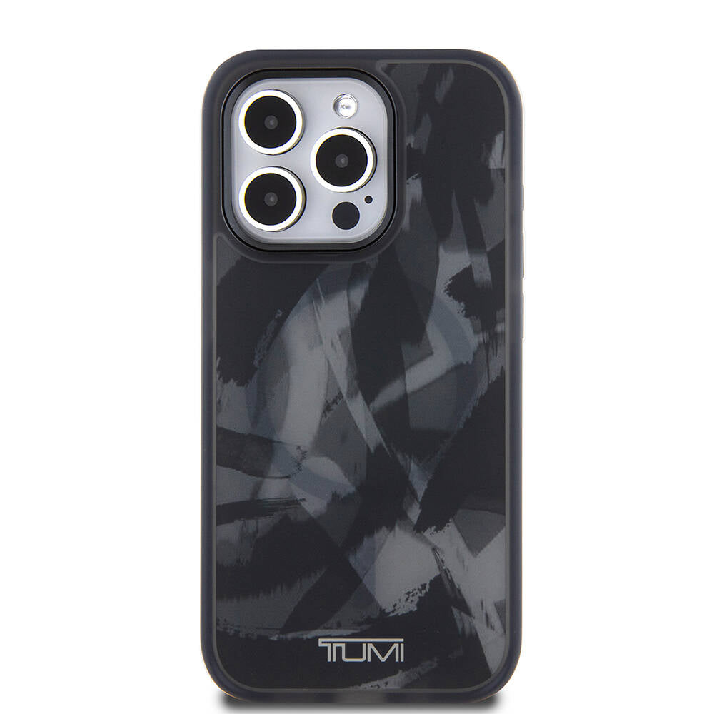 TUMI iPhone 15 Pro Orjinal Lisanslı M-safe Şarj Özellikli Buzlanmış Saydam Fırça Kamuflajı Desenli Kılıf
