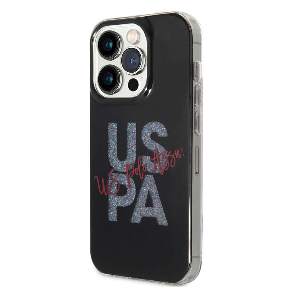U.S. Polo Assn. iPhone 15 Pro Orjinal Lisanslı Simli Parlak Alfabe Tasarım Telefon Kılıfı - 2