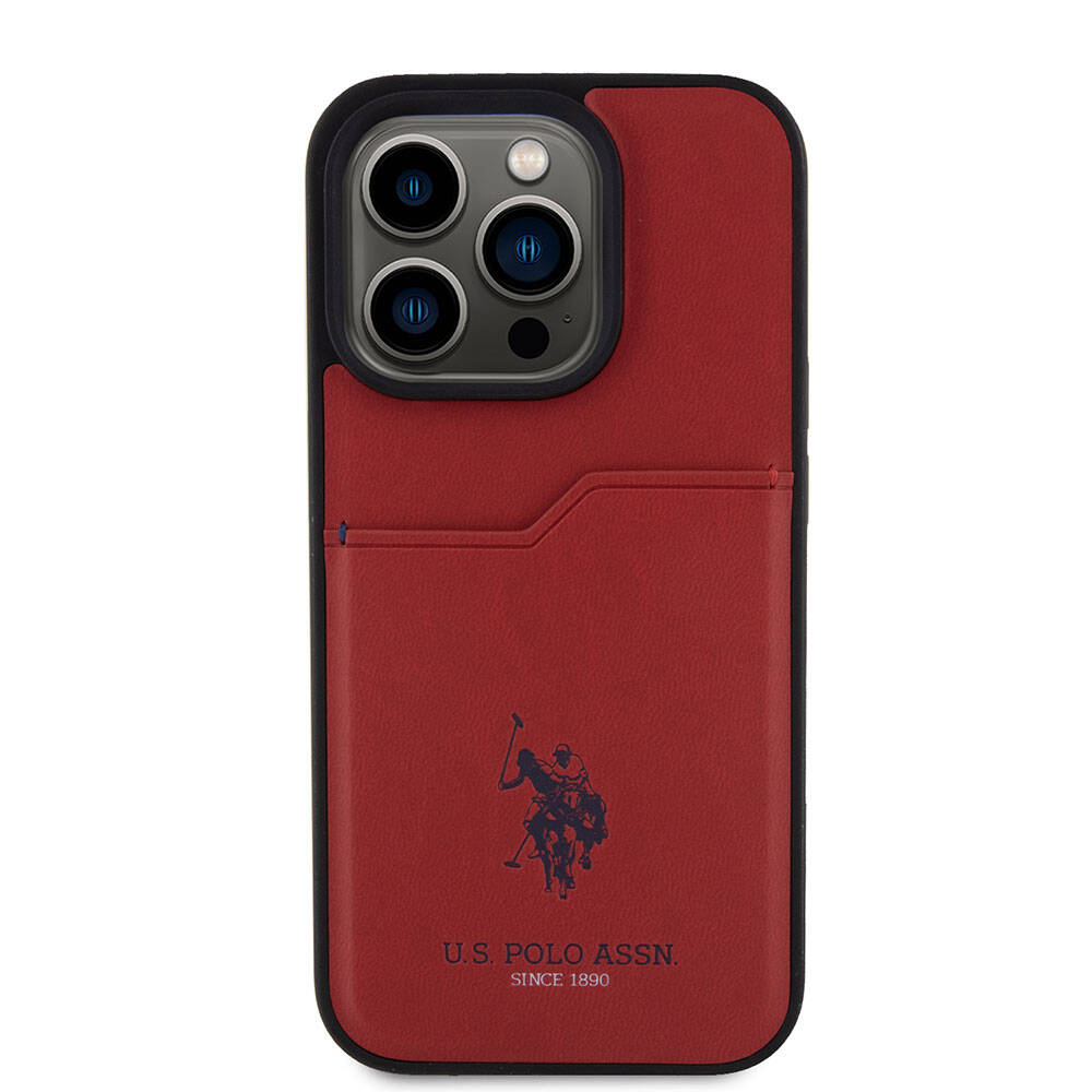 U.S. Polo Assn. iPhone 15 Pro Orjinal Lisanslı Baskı Logolu PU Kartlıklı Telefon Kılıfı - 24