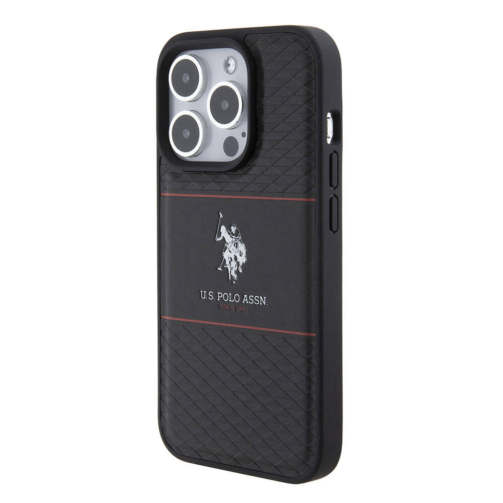 U.S. Polo Assn. iPhone 15 Pro Orjinal Lisanslı Deri Şeritli Logo Dizayn Telefon Kılıfı - 9