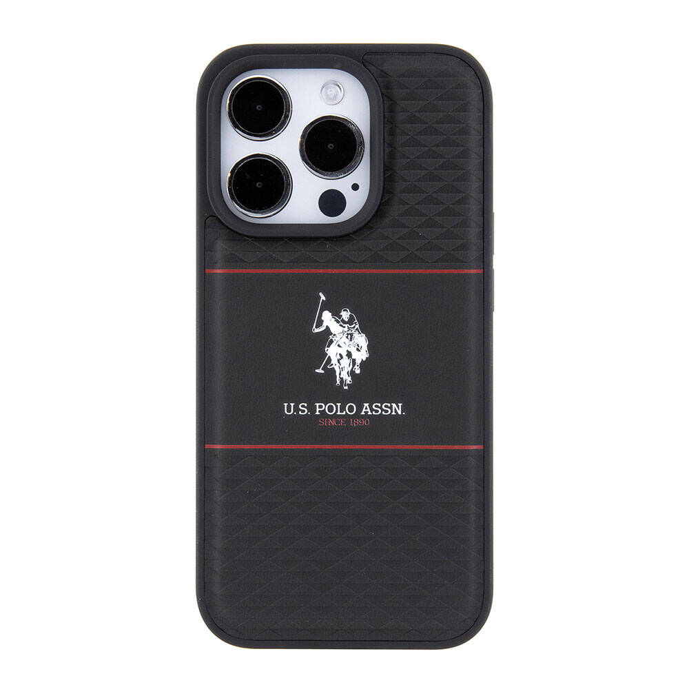 U.S. Polo Assn. iPhone 15 Pro Orjinal Lisanslı Deri Şeritli Logo Dizayn Telefon Kılıfı - 10