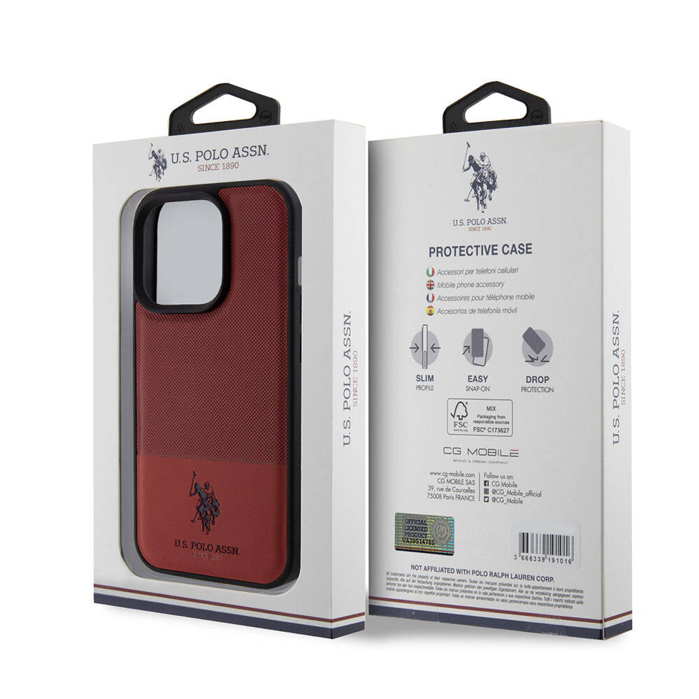 U.S. Polo Assn. iPhone 15 Pro Orjinal Lisanslı Suni Deri Arka Yüzey Baskı Logolu Örgü Desenli Telefon Kılıfı - 8