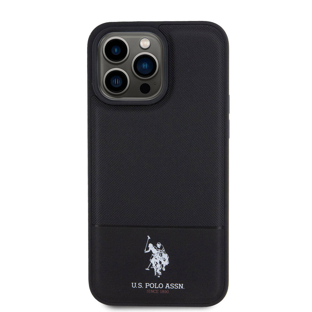 U.S. Polo Assn. iPhone 15 Pro Orjinal Lisanslı Suni Deri Arka Yüzey Baskı Logolu Örgü Desenli Telefon Kılıfı - 10