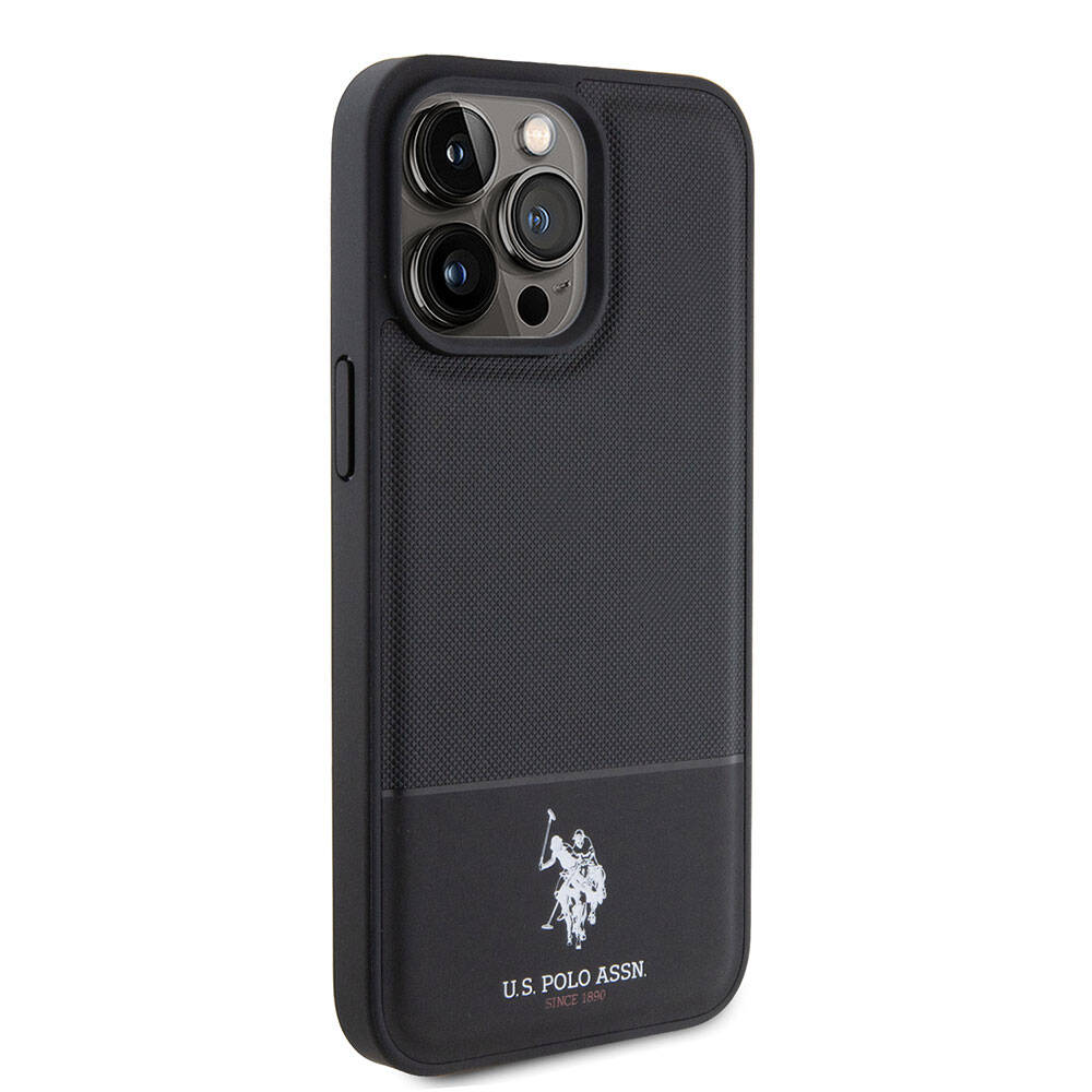 U.S. Polo Assn. iPhone 15 Pro Orjinal Lisanslı Suni Deri Arka Yüzey Baskı Logolu Örgü Desenli Telefon Kılıfı - 11