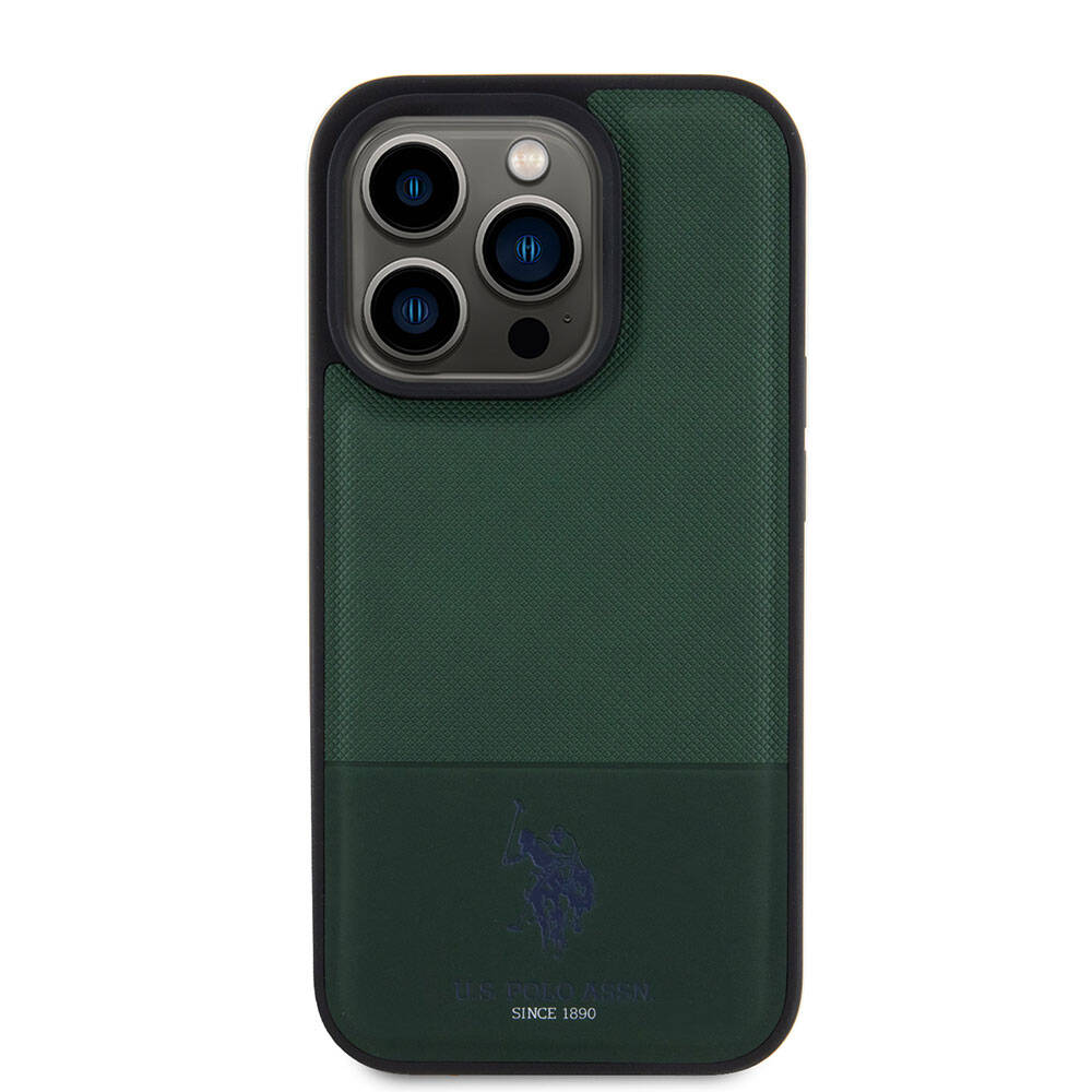 U.S. Polo Assn. iPhone 15 Pro Orjinal Lisanslı Suni Deri Arka Yüzey Baskı Logolu Örgü Desenli Telefon Kılıfı - 17
