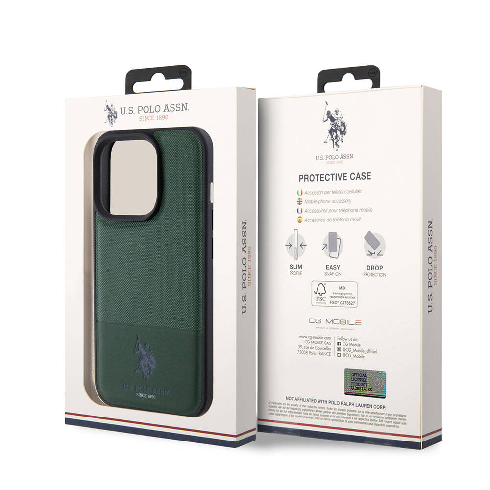 U.S. Polo Assn. iPhone 15 Pro Orjinal Lisanslı Suni Deri Arka Yüzey Baskı Logolu Örgü Desenli Telefon Kılıfı - 22