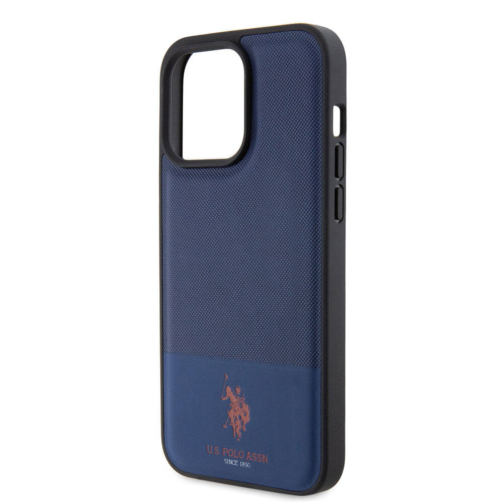 U.S. Polo Assn. iPhone 15 Pro Orjinal Lisanslı Suni Deri Arka Yüzey Baskı Logolu Örgü Desenli Telefon Kılıfı - 27