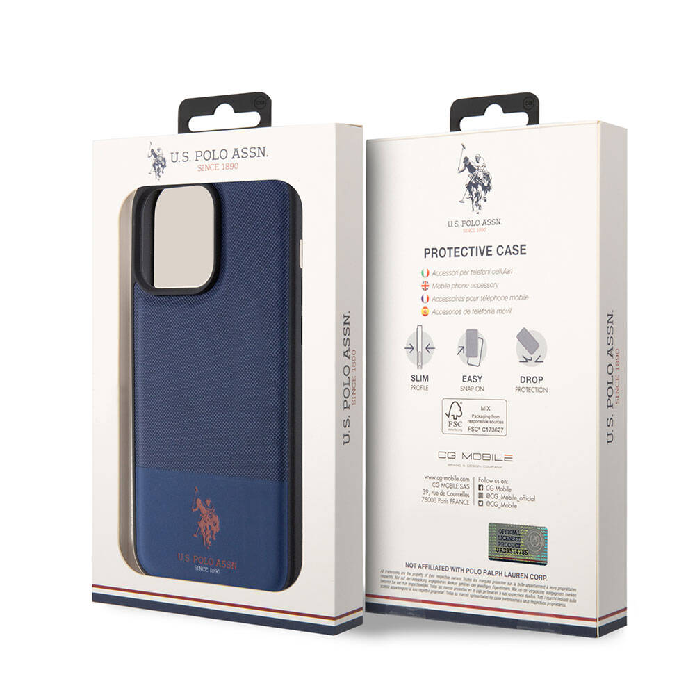 U.S. Polo Assn. iPhone 15 Pro Orjinal Lisanslı Suni Deri Arka Yüzey Baskı Logolu Örgü Desenli Telefon Kılıfı - 29