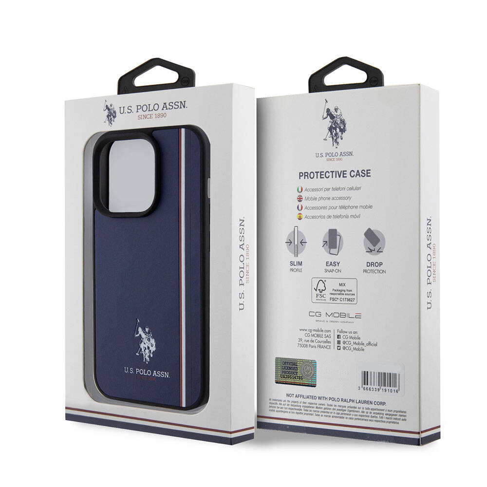 U.S. Polo Assn. iPhone 15 Pro Orjinal Lisanslı Üç Renk Şerit Tasarımlı Baskı Logolu Telefon Kılıfı - 8